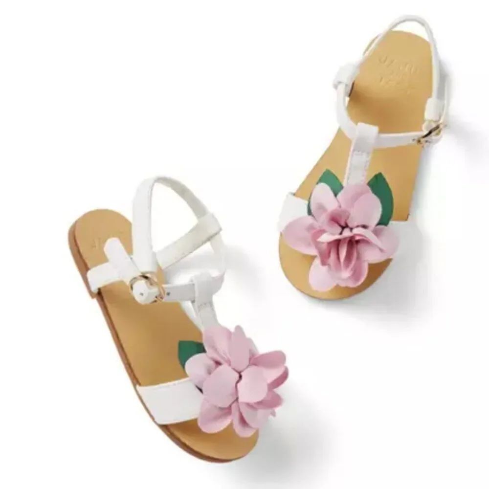 Janie and Jack 100049136 Girl Bunny Pink Flower Sandal NWT